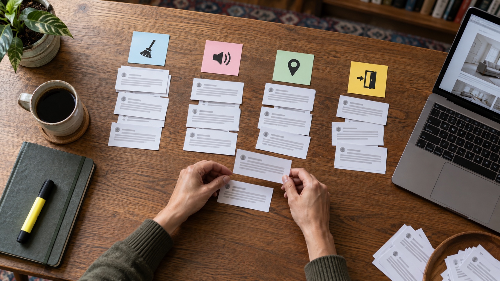 Reader groups recent rental reviews by repeated concerns about cleanliness, noise, accuracy, and check-in.